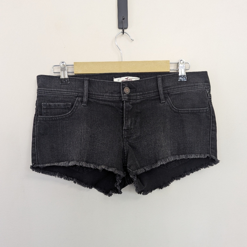 Hollister‎ Black Denim Cut Off Low Rise Micro Shorts